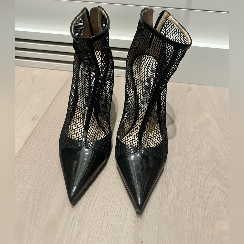 Jimmy Choo Black Mesh Pointed Heels